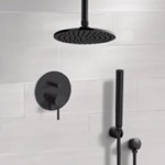 Remer SFH78 Matte Black Ceiling Rain Shower System with Handheld, Rainfall Shower Head, Shower Faucet Set